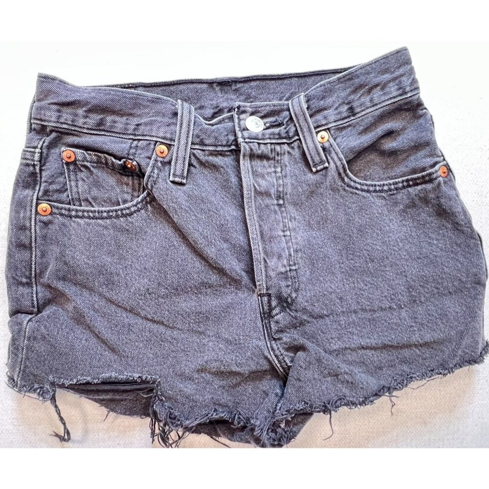 Levi's 501 Women's Originan Jean Shorts Cut-Off Hem Stretch Denim Size 25 Black